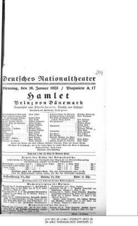 Hamlet Prinz von Dänemark