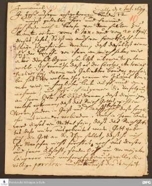 Brief von August Hermann Fracke an [Johann Samuel Schuhmacher].
