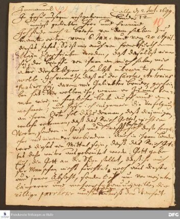Brief von August Hermann Fracke an [Johann Samuel Schuhmacher].