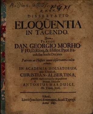 Dissertatio De Eloquentia In Tacendo