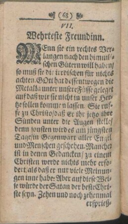VII. Wehrteste Freundinn.