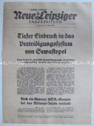 Extrablatt der "Neuen Leipziger Tageszeitung" u.a. zum Luftkrieg um Sewastopol und Panzerkrieg in Nordafrika