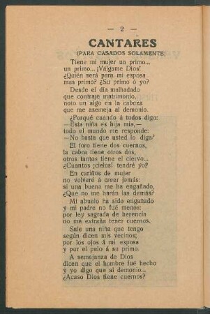 Cantares : (para casados solamente)