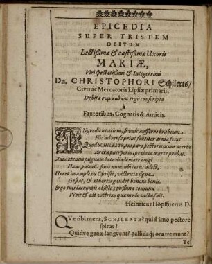 Epicedia Super Tristem Obitum ...