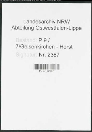 Sterberegister Standesamt Gelsenkirchen-Horst