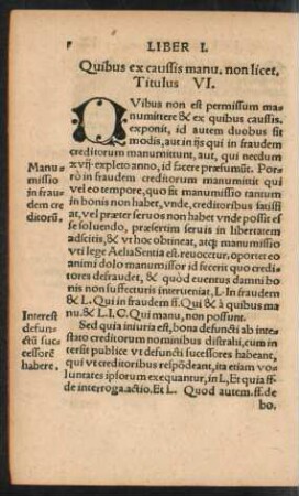 Quibus ex caussis manu. non licet. Titulus VI.