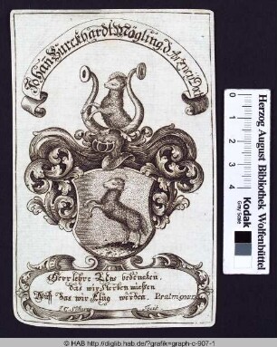 Das Wappen des Johann Burckhard Mögling d. Arzney Doct.