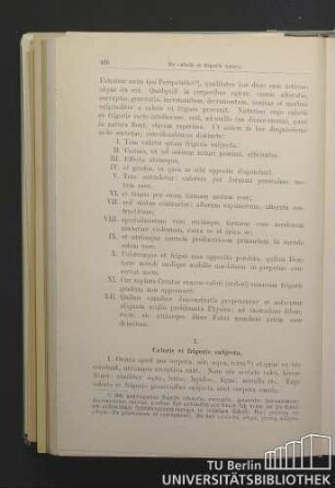I. Caloris et frigoris subjecta. / I. Die Gegenstände der Wärme und der Kälte.