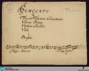 Concertos - Mus. Hs. 765 : fl, vl (2), vla, b; G; GroF 687