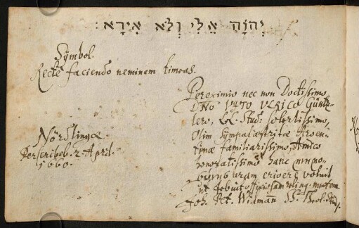Widmann, Johann Peter. Nördlingen, 02.04.1660.