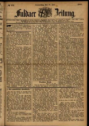 Ausgabe vom Donnerstag, den 30. Juli 1885.