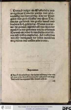 Eunuchus [German] Hernach volget ain Maisterliche... Comedia zelesen vnd zehören lüstig vnd kurtzwylig (Tr: Hans Nythart)