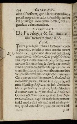Caput XVI. De Privilegiis & Immunitatibus Doctorum quoad Res.