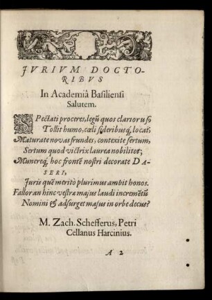 Iurium Doctoribus In Academia Basiliensi Salutem.