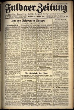Erste Ausgabe vom Mittwoch, den 27. Februar 1935.