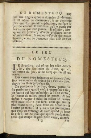 Le Jeu du Romestecq.