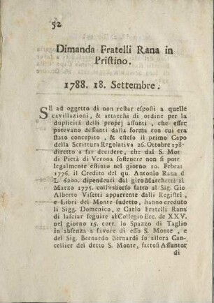 Dimanda Fratelli Rana in Pristino.
