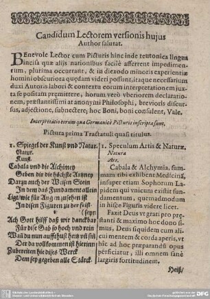 Candidum Lectorem versionis hujus Author salutat.