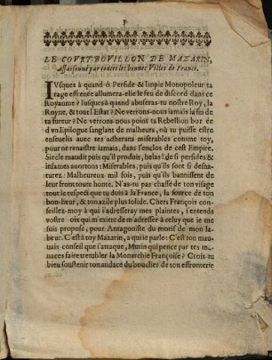Le Court Bovillon de Mazarin : assaisonne par toutes les bonnes villes de France