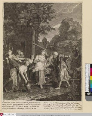 [Rebecca erhält ein Geschenk von Abraham; Rebecca recevant un cadeua d'Abraham]