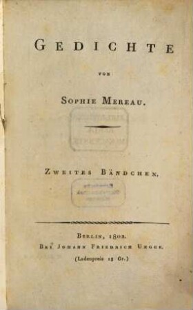 Gedichte, 2. Serafine : Ein Gedicht In Sechs Gesängen