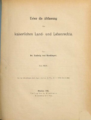 Über die Abfassung des kaiserlichen Land- und Lehenrechts, 1