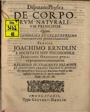 Disp. phys. de corporum naturalium principiis