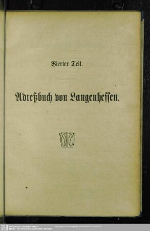 Vierter Teil. Adreßbuch von Langenhessen