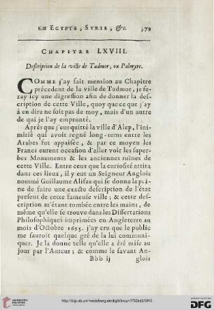 Chapitre LXVIII: Description de la ville de Tadmor, ou Palmyre