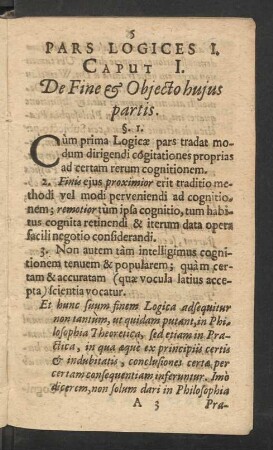 Pars Logices I. Caput I.