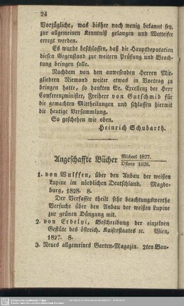 Angeschaffte Bücher