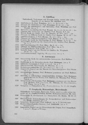 F. Geophysik, Meteorologie, Meereskunde