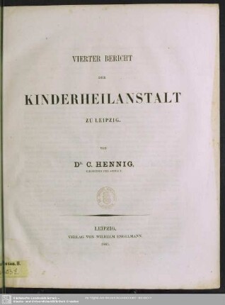 4.1865: Bericht der Kinderheilanstalt zu Leipzig