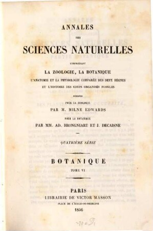Annales des sciences naturelles. Botanique. 6. 1856