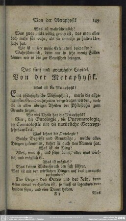 Das fünf und zwanzigste Capitel. Von der Metaphysik
