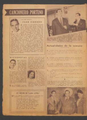 Cancionero porteño - Uno por semana: Juan Canaro - Micronotas