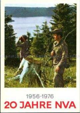 Postkarte zum 20-jährigen Bestehen der NVA, Motiv Grenzsoldaten
