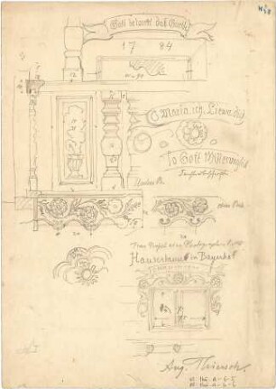 Thiersch, August ; Bauaufnahmen (deutsche Bauernhäuser u.a.) - Haus Unterauer in Arzbach (Details)
