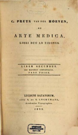 De arte medica : libri duo ad tirones, 2,1. De morbis chronicis