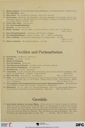 Textilien und Perlenarbeiten (Nr. 288-297)