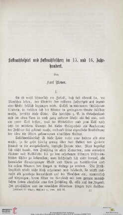 Fastnachtsspiel und Fastnachtsscherz im 15. und 16. Jahrhundert