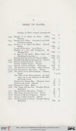 I. Paintings by Dürer arranged chronologically