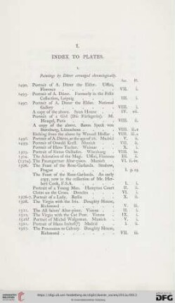 I. Paintings by Dürer arranged chronologically