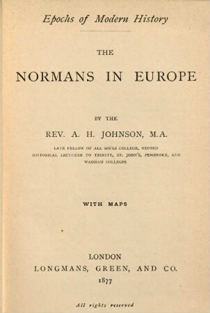 Epochs of History von Vol. 6 an: Epochs of modern History, edited by Edward E. Morris. 12