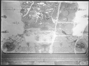Berlin, Schloss Charlottenburg, Zweite Wohnung Königin Sophie Charlotte, Schlafzimmer, R.:111, Decke, während der Restaurierung Juli 1960.
