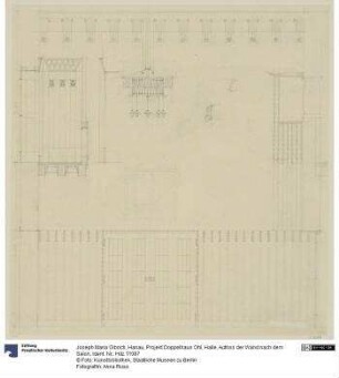 Hanau, Projekt Doppelhaus Ohl, Halle, Aufriss der Wand nach dem Salon