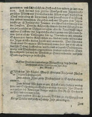 Auff der Friedens traction zu Niclaußburg/ begehret der Bethlehemb etliche Puncten von Ihre Käyserl. Mayest.