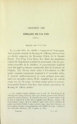 Chapitre XIII. R´ebellion des Tai Ping (Suite)