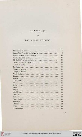 Contents of the first volume