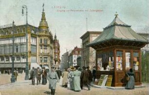 Leipzig: Eingang zur Petersstrasse mit Zeitungskiosk